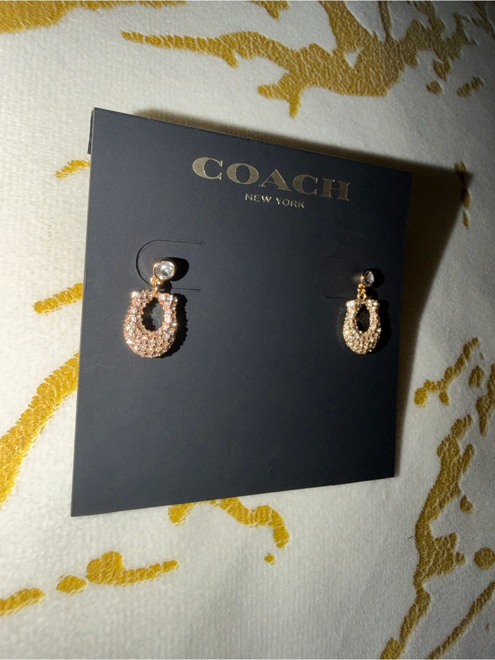 COACH Signature Pavé Earrings Plated Brassglass - Picture 4 of 5